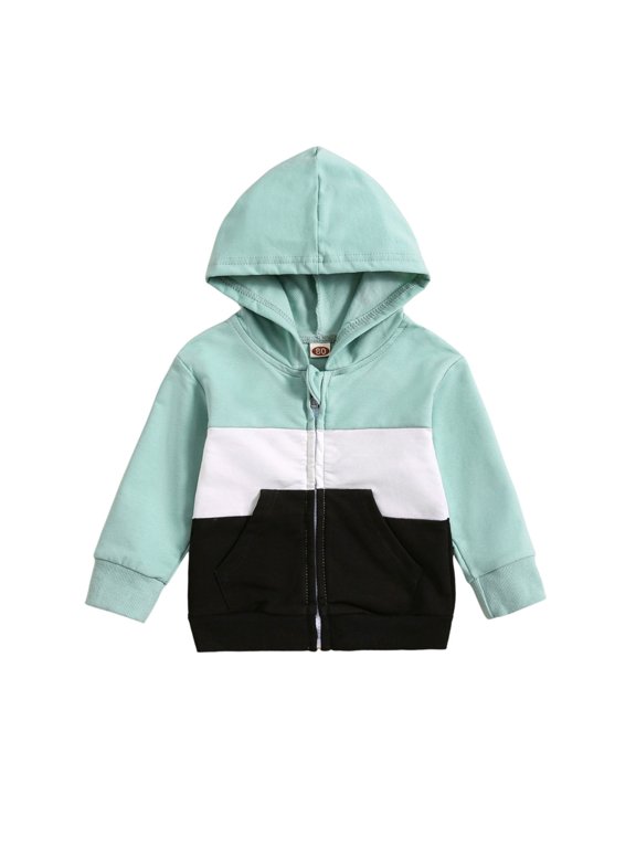 Baby Baby Boys Girls Hoodie Color Block Long Sleeve Hooded Pullover Cotton Sweatshirt Spring Tops