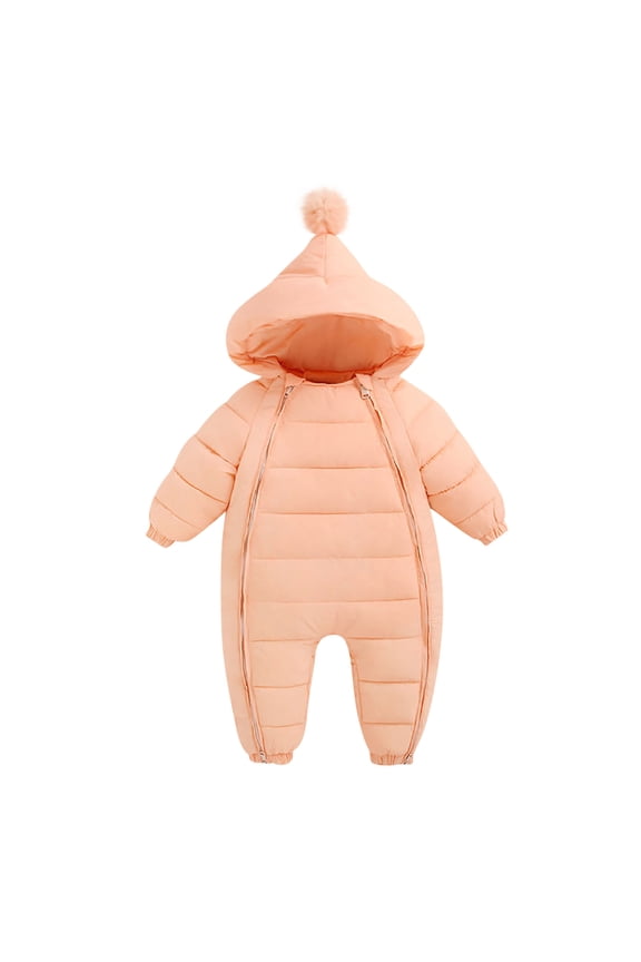 Baby Boy Girl Winter Snowsuit Coat Romper Toddler Hooded Zipper Quilted Jumpsuit Kids Warm Outfit