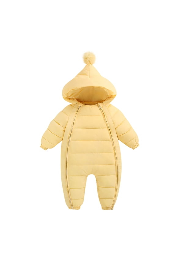 Baby Boy Girl Winter Snowsuit Coat Romper Toddler Hooded Zipper Quilted Jumpsuit Kids Warm Outfit