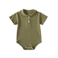 thumbnail image 1 of Posijego Baby Boys Girls Cotton Bodysuits Short Sleeve Button Collar T-Shirts Ribbed Rompers Newborn Infant Outfits, 1 of 8