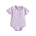 thumbnail image 1 of Posijego Baby Boys Girls Cotton Bodysuits Short Sleeve Button Collar T-Shirts Ribbed Rompers Newborn Infant Outfits, 1 of 8