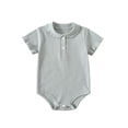 thumbnail image 1 of Posijego Baby Boys Girls Cotton Bodysuits Short Sleeve Button Collar T-Shirts Ribbed Rompers Newborn Infant Outfits, 1 of 8