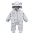 thumbnail image 1 of Posijego Baby Boys Girls Fleece Fuzzy Jumpsuit Winter Warm Outfits Sherpa Hooded Footed Rompers with Ears, 1 of 4