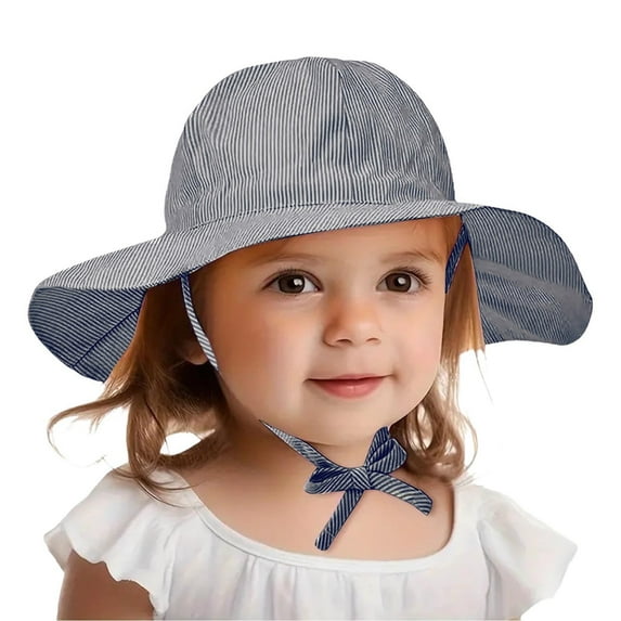 Posijego Baby Boys Girls Hat Wide Brim Striped Sun Hat Toddler Kids Beach Vacation Outdoor Sun Protection Hat