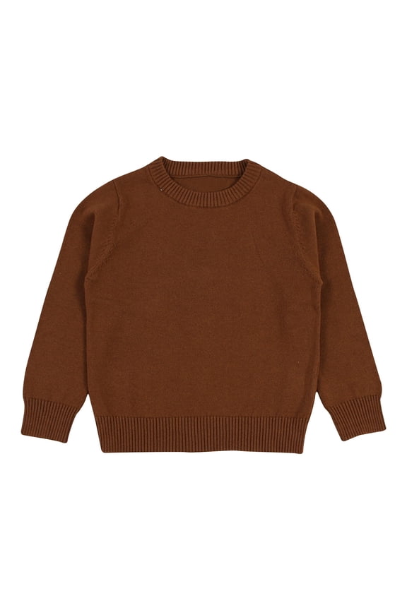 Baby Boys Girls Sweater Round Neck Long Sleeve Knit Tops Kids Pullover Sweaters Solid Color