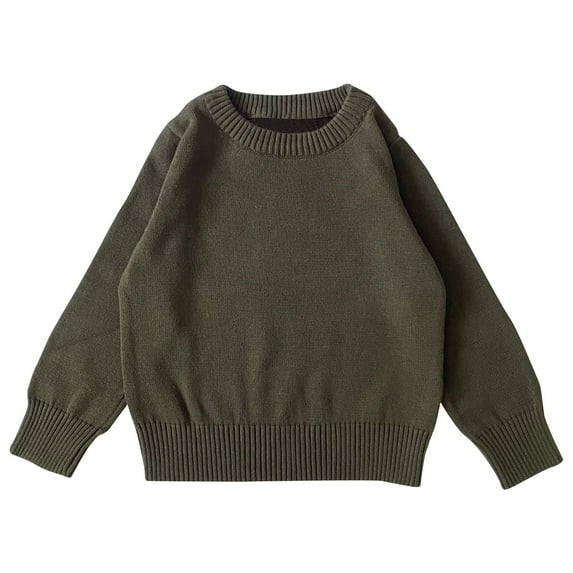 Posijego Baby Boys Girls Sweater Round Neck Long Sleeve Knit Tops Kids Pullover Sweaters Solid Color