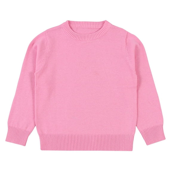 Posijego Baby Boys Girls Sweater Round Neck Long Sleeve Knit Tops Kids Pullover Sweaters Solid Color