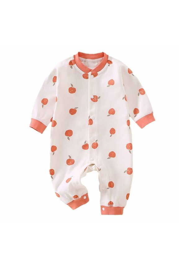 Baby Cotton Rompers Cartoon Printed Long Sleeve Footless One-Piece Infant Girls Boys Fall Winter Clothes