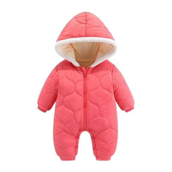 Posijego Baby Girl Boy Snowsuit Jumpsuit Cute Toddler Winter Clothes Solid Color Warm Puffer Jumpsuit