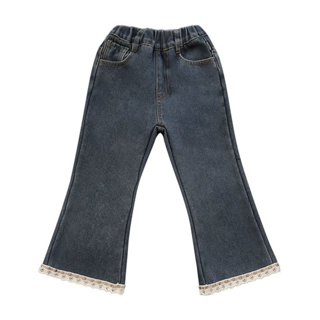 Posijego Baby Girl Jeans Kids Elastic Waist Wide Leg Denim Pants Little