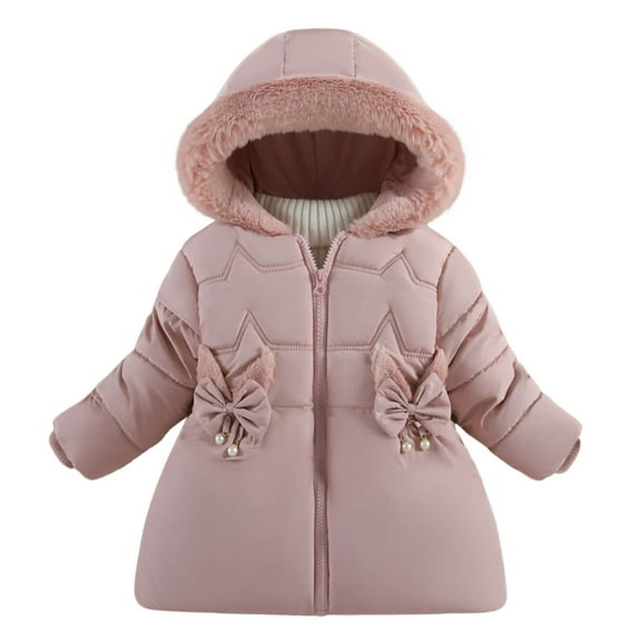Posijego Baby Girl Snow Coat Fleece Lined Padded down Jacket Kids Girl Winter Warm Puffer Coat with Hood