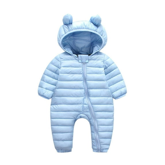 Posijego Baby Girls Boys Snowsuit Puffer Jumpsuit Hooded Zipper Warm Winter One-Piece with Cute Ears Outerwear