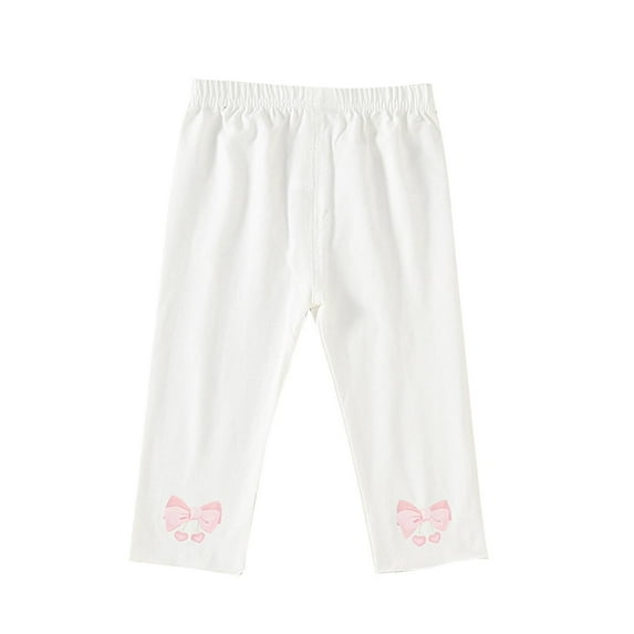 Posijego Baby Girls Capri Leggings 3/4 Pants Elastic Waist Cotton Cropped Leggings Little Girl Summer Pants