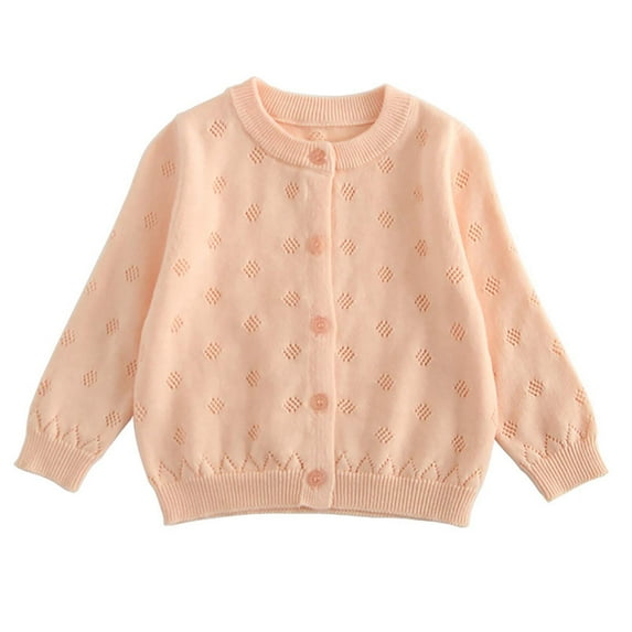 Posijego Baby Girls Cardigan Sweaters Fall Long Sleeve Button up Cardigan Hollow out Knit Sweater for Toddlers