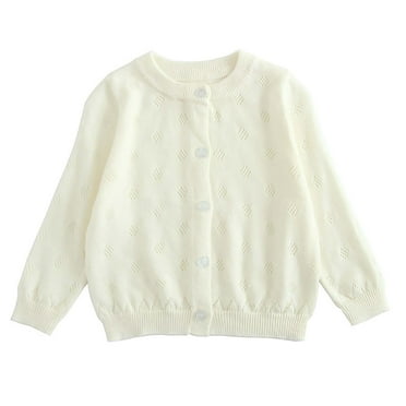 Posijego Baby Girls Cardigan Sweaters Fall Long Sleeve Button up Cardigan Hollow out Knit Sweater for Toddlers
