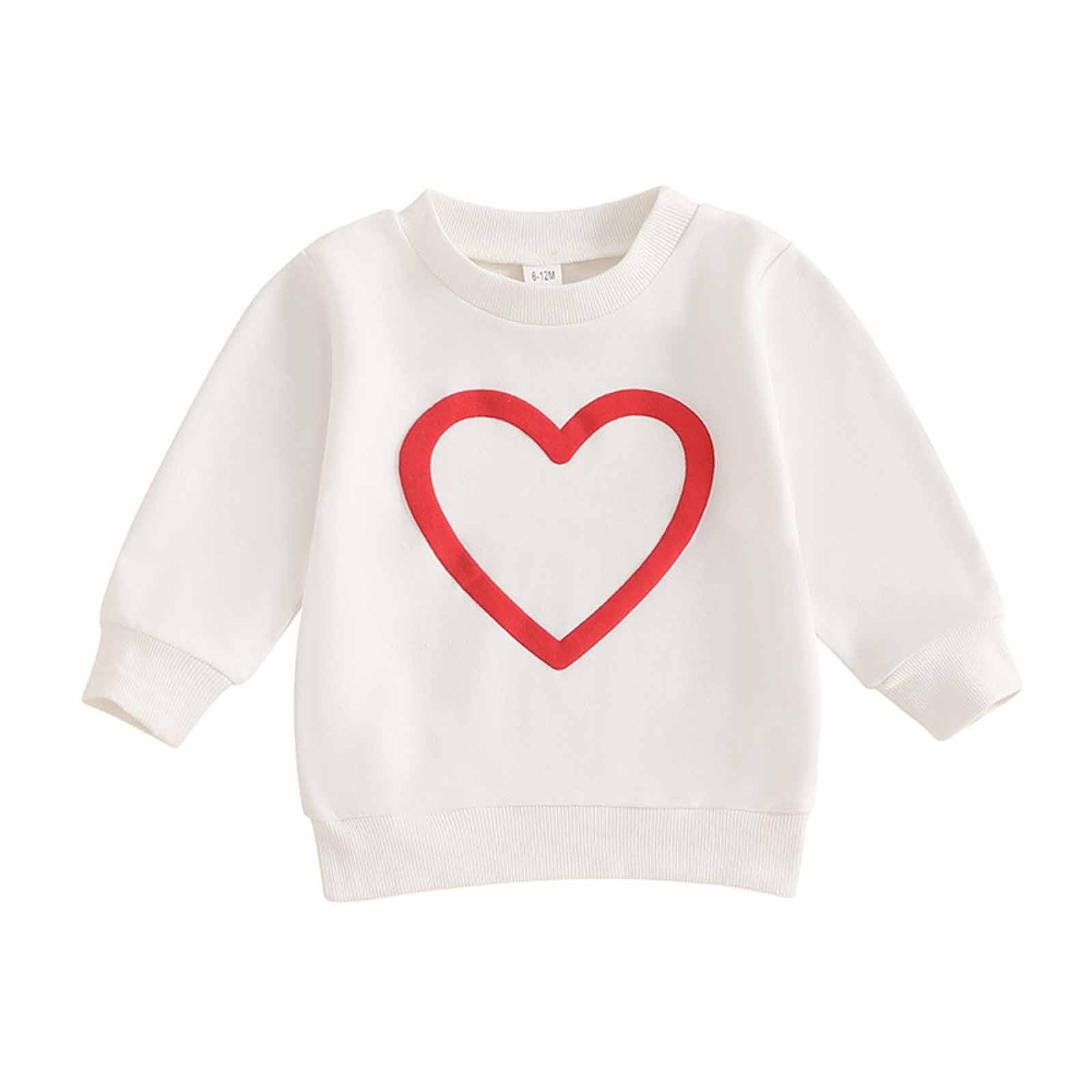Posijego Baby Girls Cotton Sweatshirt Tops Heart Pattern Pullover Crew Neck Sweat Shirts for Toddler Girls