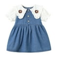 thumbnail image 1 of Posijego Baby Girls Denim Dresses Ruffle Puff Short Sleeve Cute Dresses Summer Casual Dresses 6 Months to 4 Years, 1 of 3