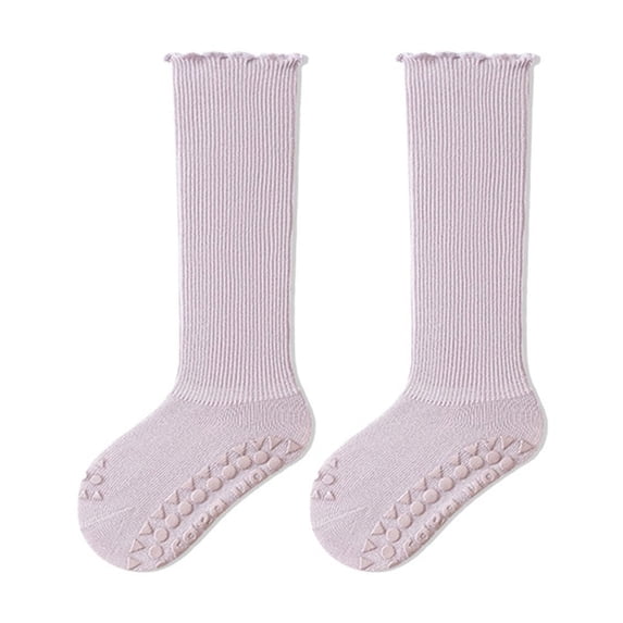 Posijego Baby Girls Knee High Socks Solid Color Long Socks for Toddlers Infant Cotton Ruffled Long Socks Stockings