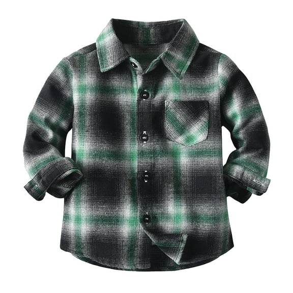 Posijego Baby Toddler Boys Girls Casual Plaid Shirt Long Sleeve Button Down T Shirt Tops Infant Kids Clothes