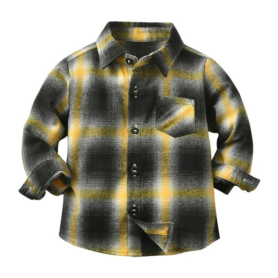 Posijego Baby Toddler Boys Girls Casual Plaid Shirt Long Sleeve Button Down T Shirt Tops Infant Kids Clothes
