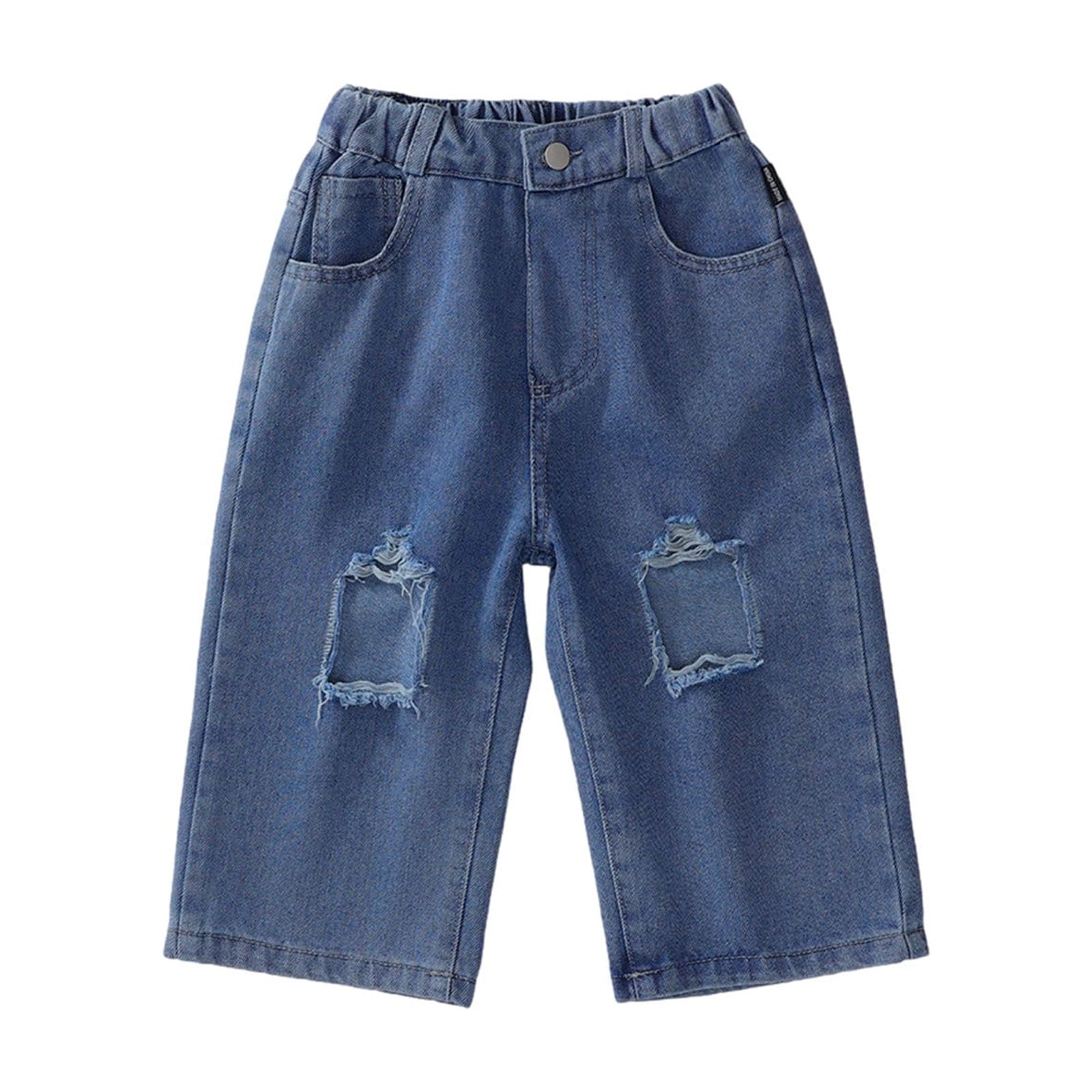 Posijego Baby Toddler Girls Ripped Jeans Wide Leg Jeans for Kids Little