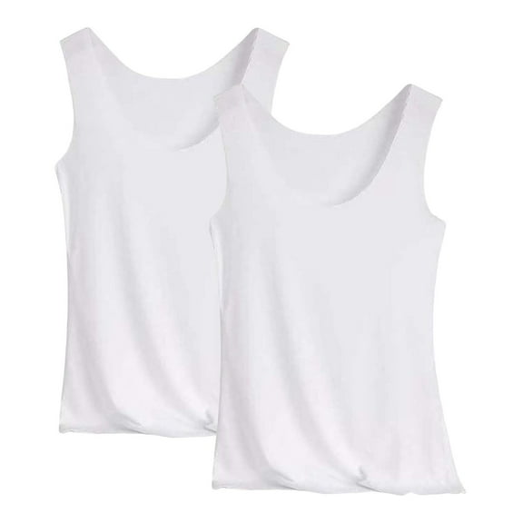 Posijego Basic Tank Tops for Women Undershirts Causal Summer Loose Sleeveless Layer Tank Top 2 Pack