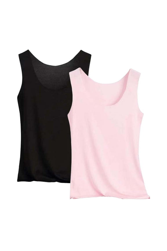 Basic Tank Tops for Women Undershirts Causal Summer Loose Sleeveless Layer Tank Top 2 Pack
