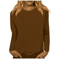 thumbnail image 1 of Posijego Basic Tee Tops for Women Crewneck Plain Long Sleeve Shirt Cozy Casual T-Shirts Womens Clothes, 1 of 5