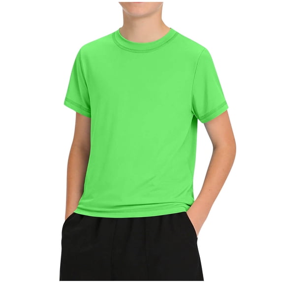 Posijego Big Boys Quick Dry Athletic Tops Short Sleeve T-Shirts Solid Color Basic Tees Running Sports Workout Shirts Activewear