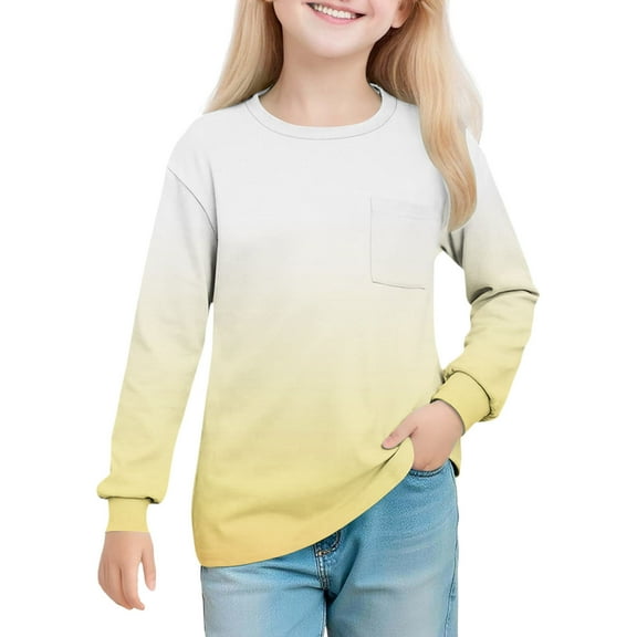 Posijego Big Boys and Girls Pocket T-Shirts Long Sleeve Shirts Basic Layer Tee Casual Loose Pullover Shirts