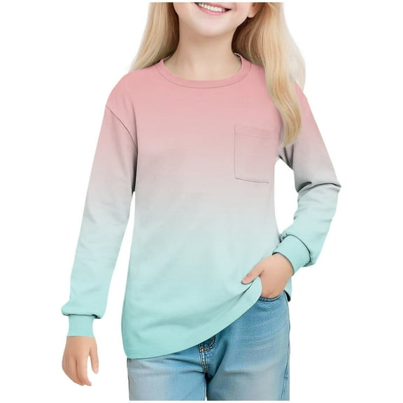 Posijego Big Boys and Girls Pocket T-Shirts Long Sleeve Shirts Basic Layer Tee Casual Loose Pullover Shirts