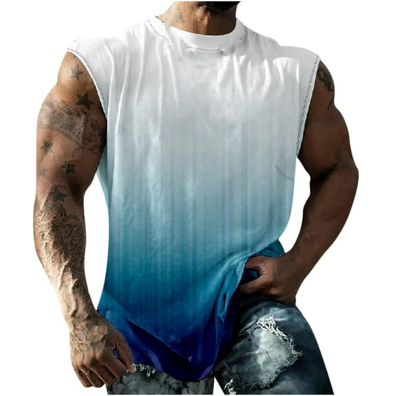 Posijego Big & Tall Tank Tops for Men Cap Sleeve Workout Sports Muscle Shirts Loose Casual Summer Tank Clothes