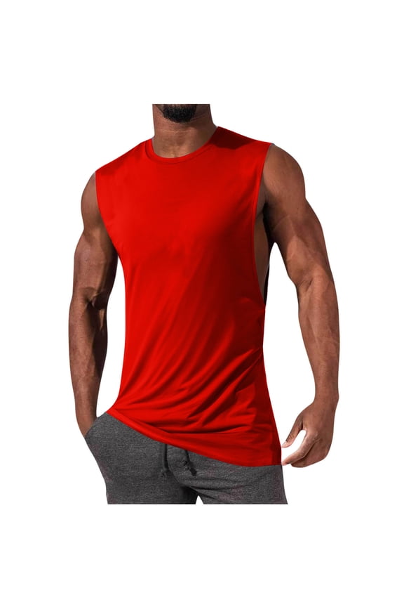 Big and Tall Mens Cotton Tank Tops Solid Color Casual Sleeveless Shirts Basic Undershirts S-4XL