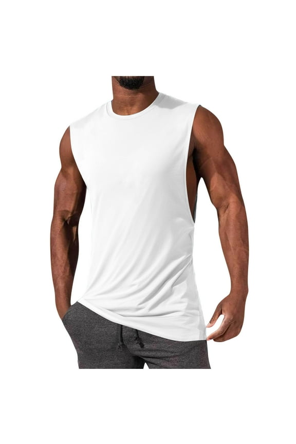 Big and Tall Mens Cotton Tank Tops Solid Color Casual Sleeveless Shirts Basic Undershirts S-4XL