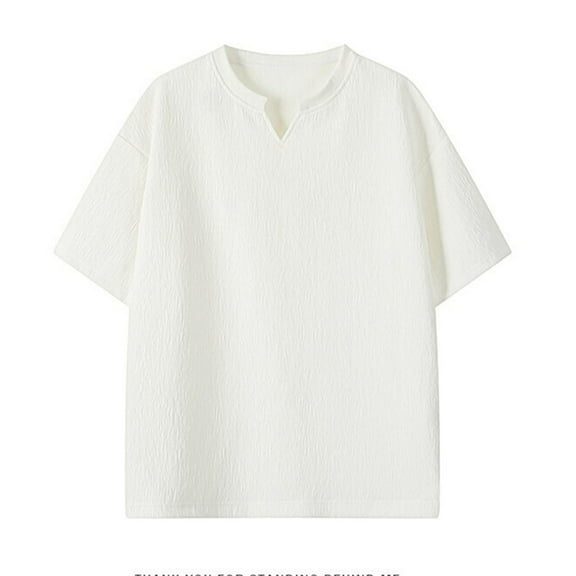 Posijego Big and Tall Shirts for Men V Neck Short Sleeve T-Shirts Men's Solid Color Casual Summer Shirt M-5XL