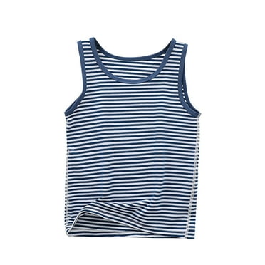 Posijego Boys Basic Tank Tops Cotton Tanks Round Neck Striped Sleeveless Shirts Little Boy Summer Undershirts