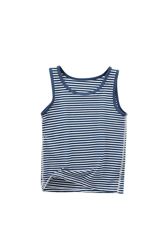 Boys Basic Tank Tops Cotton Tanks Round Neck Striped Sleeveless Shirts Little Boy Summer Undershirts