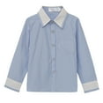 thumbnail image 1 of Posijego Boys Cotton Shirt Striped Button Down Shirts Kids Long Sleeve Dress Shirts Tops with One Pocket, 1 of 1