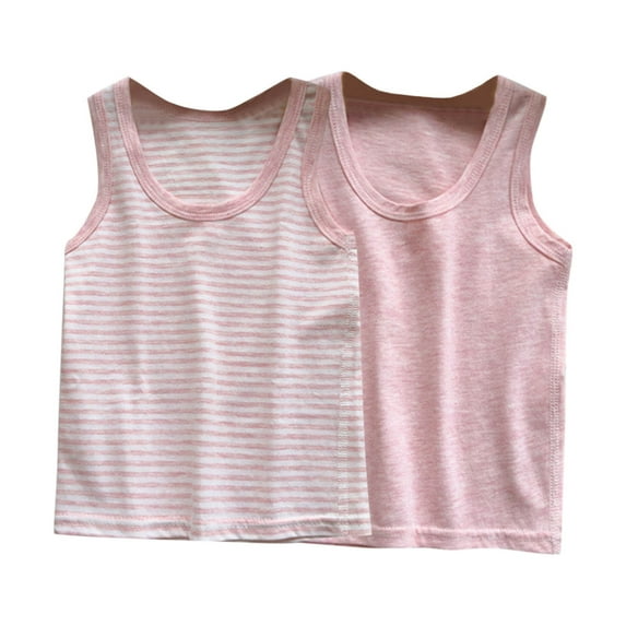 Posijego Boys Girls 2 Pack Tank Tops Kids Crew Neck Soft Cotton Undershirts Sleeveless Shirts Unisex Toddler