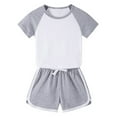 thumbnail image 1 of Posijego Boys Girls 2 Piece Shorts Sets Summer Short Sleeve Tops Casual Sets Cotton Clothes Outfits, 1 of 4