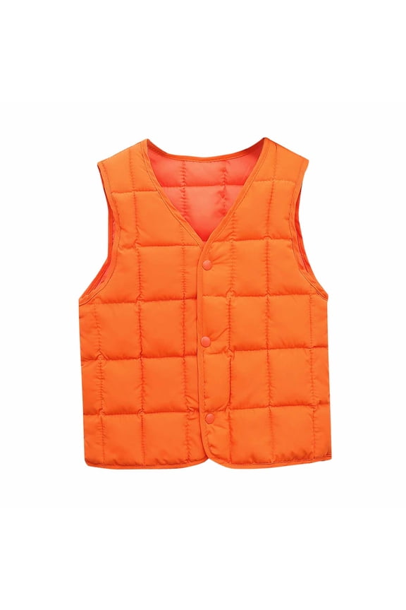 Boys Girls Puffer Vest Kids Solid Color Button Down Sleeveless Causal Jacket Winter Cotton Quilted Vests