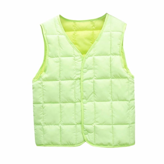 Posijego Boys Girls Puffer Vest Kids Solid Color Button Down Sleeveless Causal Jacket Winter Cotton Quilted Vests