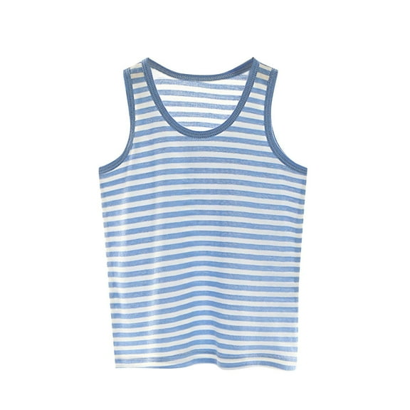 Posijego Boys Girls Tank Tops Undershirts for Kids Crew Neck Sleeveless Shirts Striped Casual Tops
