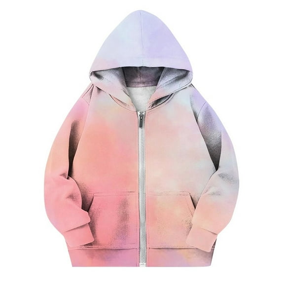 Posijego Boys Girls Tie-Dye Sweatshirt Zipper Hoodie with Pockets Kids Long Sleeve Hooded Outerwear Jackets