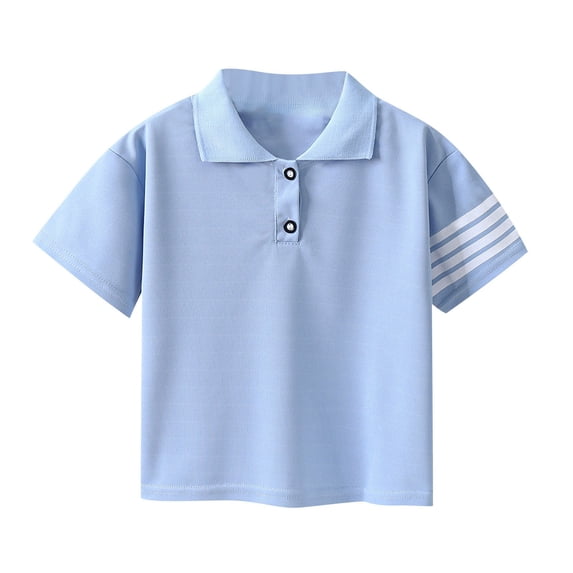 Posijego Boys School Uniform Shirts Cotton T-Shirts Button down Short Sleeve Tops Collared Neck Casual Tee