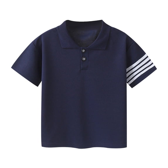 Posijego Boys School Uniform Shirts Cotton T-Shirts Button down Short Sleeve Tops Collared Neck Casual Tee