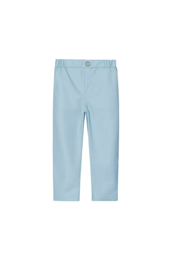 Boys' Suit Pants Solid Color Adjustable Elastic Waist Straight Leg Pants Dress School Pants with Pockets