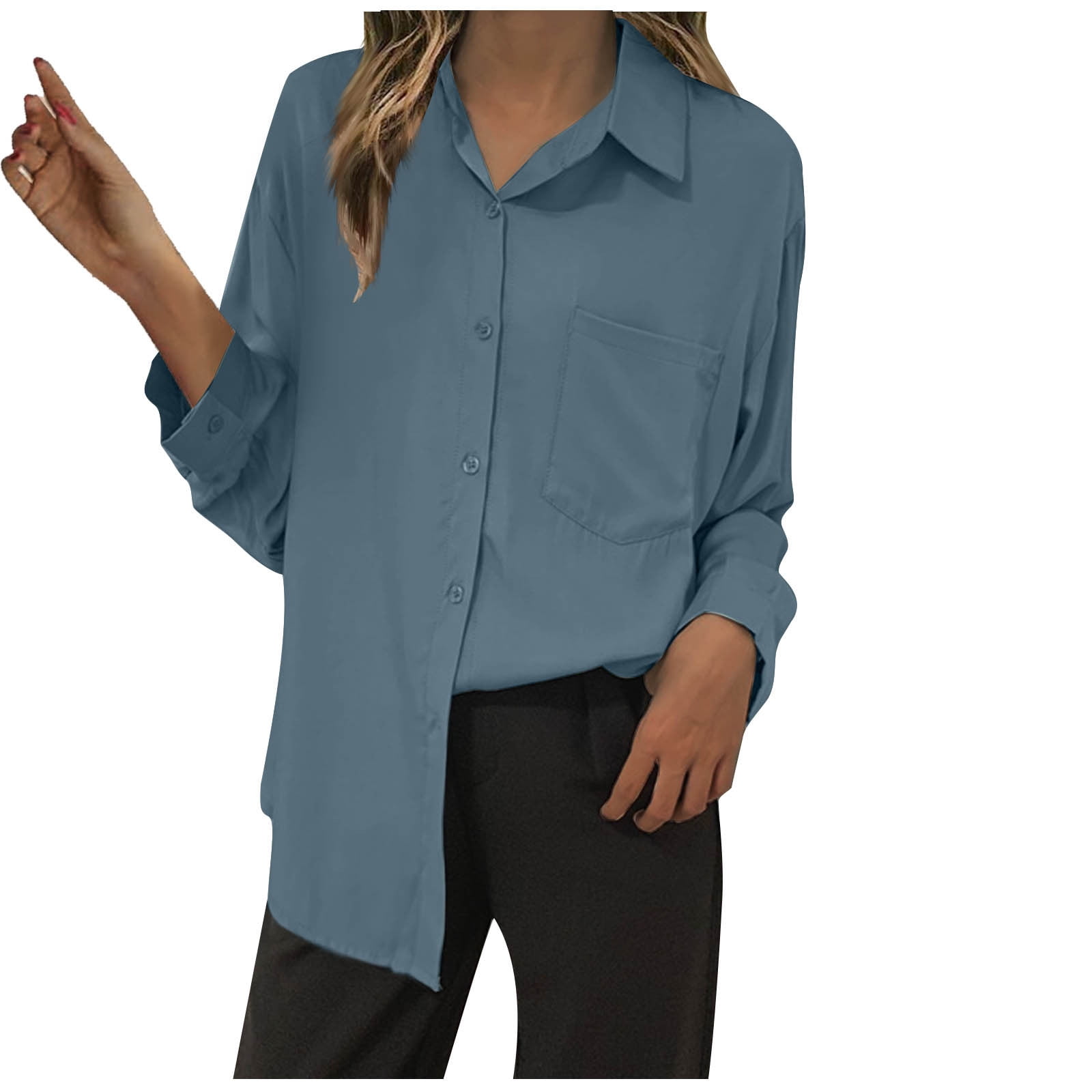 Posijego Business Button Down Shirts for Women Long Sleeve Dress Shirts ...