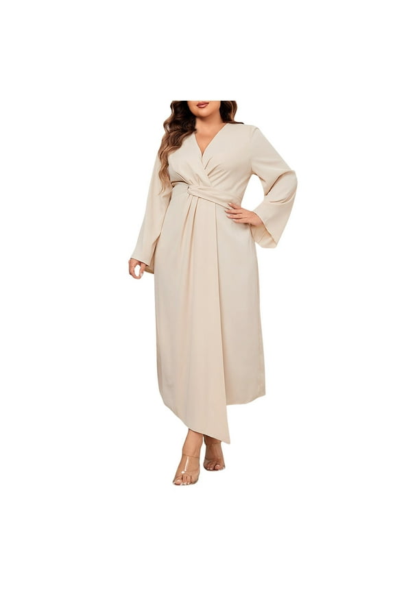 Business Work Dress for Women Plus Size Long Sleeve Elegant Maxi Dress Office Formal Dresses
