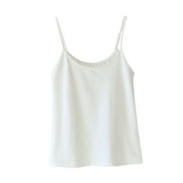 Fitted Sleeveless Camisole For Women, 100% Cotton White Lace